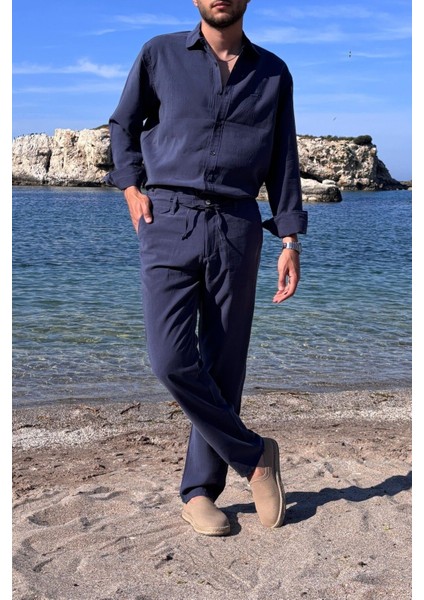 Erkek, Yandan lastikli, Dökümlü, Liyosel, Regular fit, Old Money Culture Pantolon 304 fırsatları