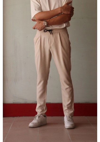 Yeni Sezon Erkek Siyah Pens Detaylı Bağcıklı Pantolon