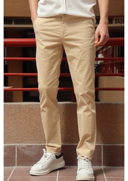 Erkek, slim fit, parça boya chino pantolon