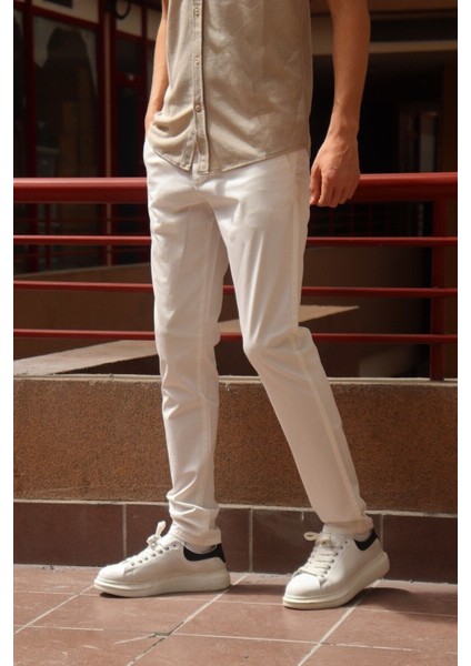 Erkek, slim fit, parça boya chino pantolon