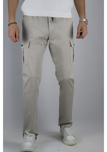 Bel bağcıklı, Pamuklu gabardin kumaş, Oversize-Regular fit kargo cep pantolon 256 fiyatları