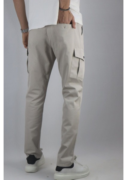 Bel bağcıklı, Pamuklu gabardin kumaş, Oversize-Regular fit kargo cep pantolon 256 modelleri