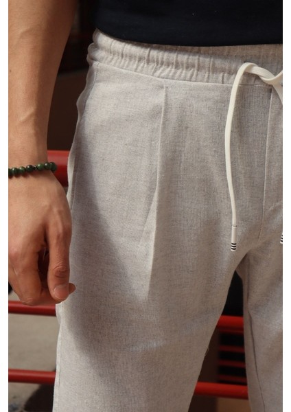 Erkek, pile detaylı beli bağcıklı-lastikli, pamuklu pantolon fırsatları