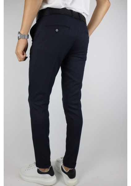 Erkek, Slim Fit, Kare Desenli, Duble Paça, Kumaş Pantolon modelleri
