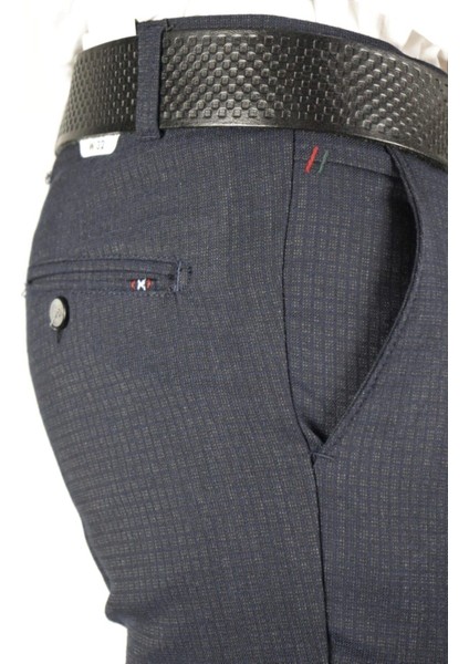 Erkek, Slim Fit, Kare Desenli, Duble Paça, Kumaş Pantolon fırsatları
