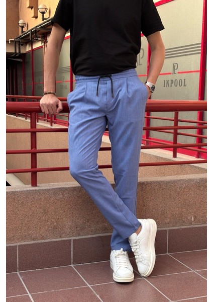 Yeni Sezon Erkek Siyah Pens Detaylı Bağcıklı Pantolon fiyatları