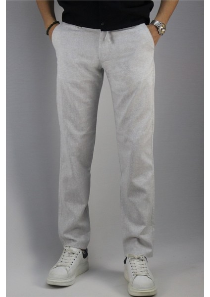 Erkek, Bel Bağcıklı, Standart-fit, Pamuklu, Keten Dokuma Pantolon fiyatları
