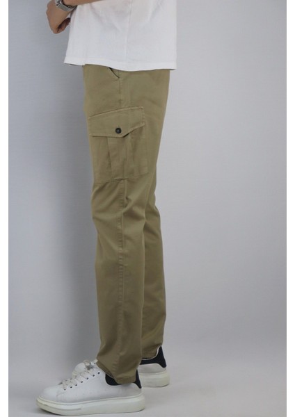 Bel bağcıklı, Pamuklu gabardin kumaş, Oversize-Regular fit kargo cep pantolon 256 fiyatları