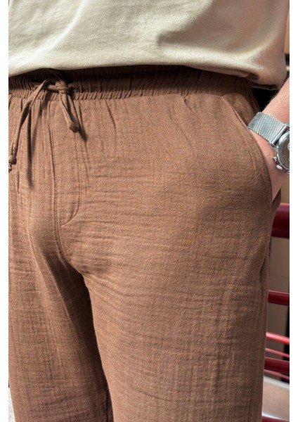 Bel lastikli, bağcıklı, Oversize fit, %100 Pamuklu Müslin dokuma, Yazlık&baharlık Pantolon 295 fırsatları