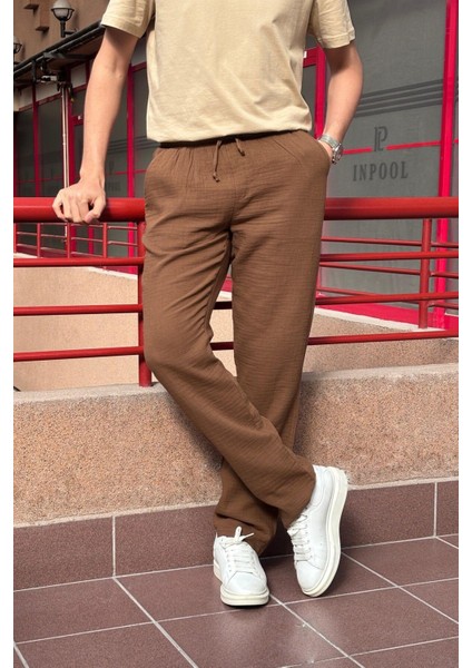 Bel lastikli, bağcıklı, Oversize fit, %100 Pamuklu Müslin dokuma, Yazlık&baharlık Pantolon 295 indirimleri