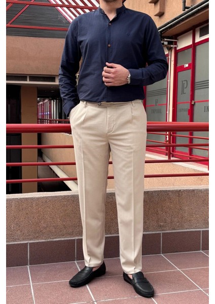 Erkek, dil detaylı, Büyük beden, Old Money Culture, Yazlık-Baharlık, kumaş pantolon 296