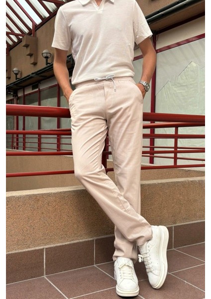 Erkek, bel lastikli, yazlık-baharlık, Old Money culture, pamuklu, keten dokuma pantolon 290 fiyatları