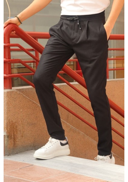 Erkek, pile detaylı beli bağcıklı-lastikli, pamuklu pantolon fiyatları