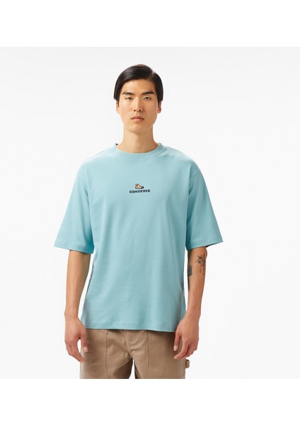 Oversize Fit Erkek Mavi T-Shirt