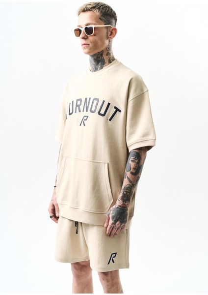 Turnout Nakışlı Interlok Oversize Şort Takım Bej fiyatları