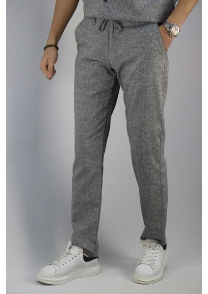 Erkek, Bel Bağcıklı, Standart-fit, Pamuklu, Keten Dokuma Pantolon fiyatları