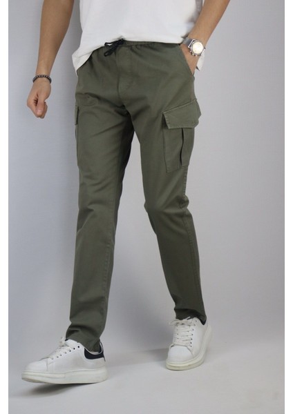 Bel bağcıklı, Pamuklu gabardin kumaş, Oversize-Regular fit kargo cep pantolon 256 fiyatları