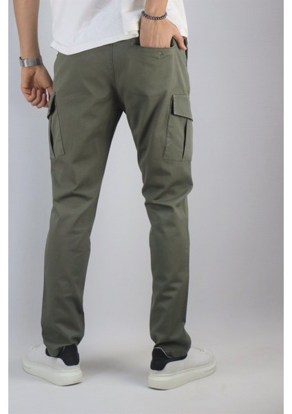 Bel bağcıklı, Pamuklu gabardin kumaş, Oversize-Regular fit kargo cep pantolon 256 modelleri