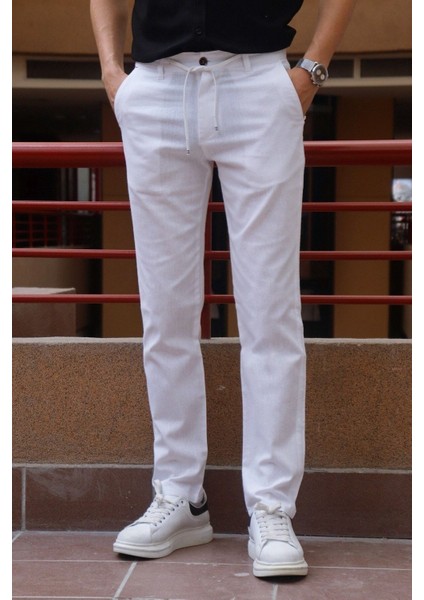 Erkek Arka Bel Lastik Detay Pamuk-keten Yazlık Pantolon modelleri