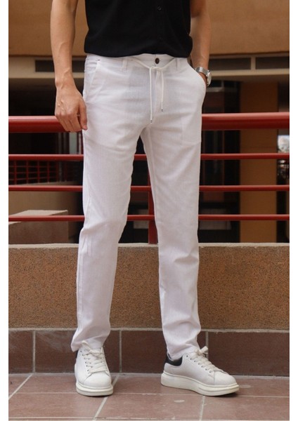 Erkek Arka Bel Lastik Detay Pamuk-keten Yazlık Pantolon fırsatları