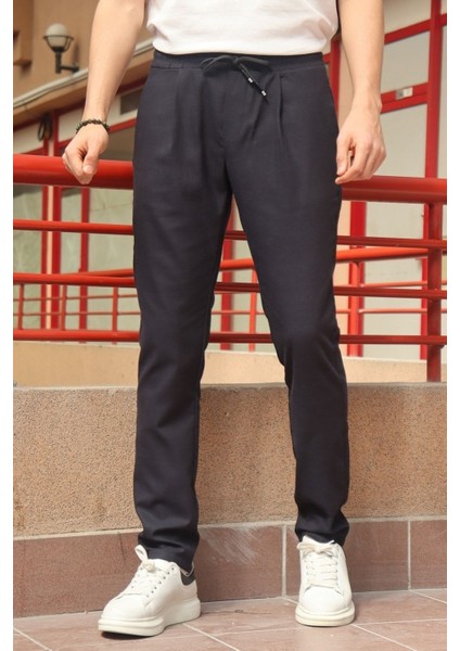 Erkek, pile detaylı beli bağcıklı-lastikli, pamuklu pantolon modelleri
