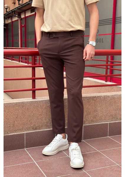 Erkek, dil detaylı, slim fit, Old Money Culture, Esnek dokuma Kumaş pantolon ASP02