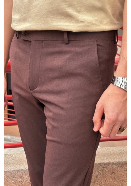 Erkek, dil detaylı, slim fit, Old Money Culture, Esnek dokuma Kumaş pantolon ASP02 indirimleri