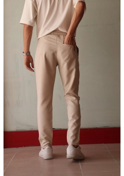 Yeni Sezon Erkek Siyah Pens Detaylı Bağcıklı Pantolon