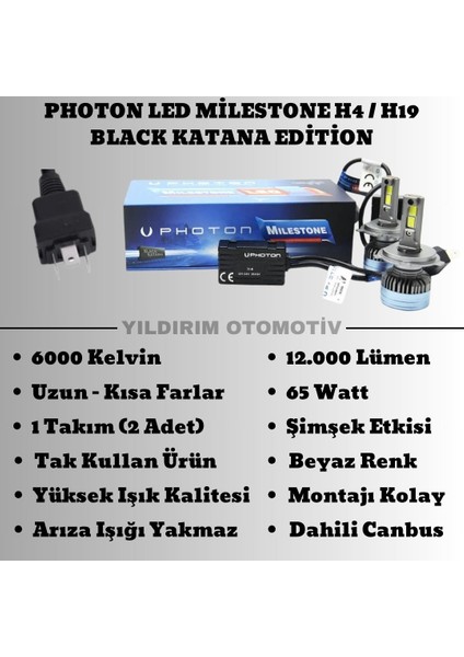 LED Milestone H4 / H19 Black Katana Edition ML2654