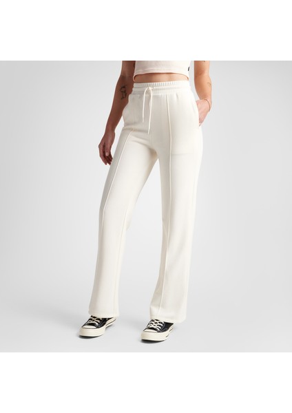 Wide-Leg French Terry Kadın Krem Eşofman Altı fiyatları