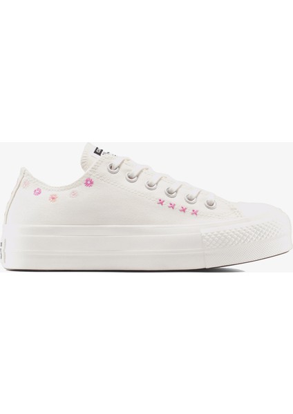 Convese Chuck Taylor All Star Lift Floral Embroidery Low Top Unisex Krem Sneaker