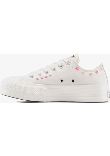 Convese Chuck Taylor All Star Lift Floral Embroidery Low Top Unisex Krem Sneaker fırsatları