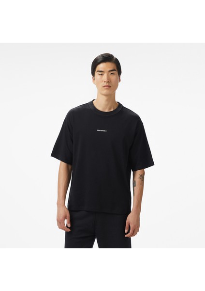 Star Chevron Baskılı Oversize Fit Erkek Siyah T-Shirt