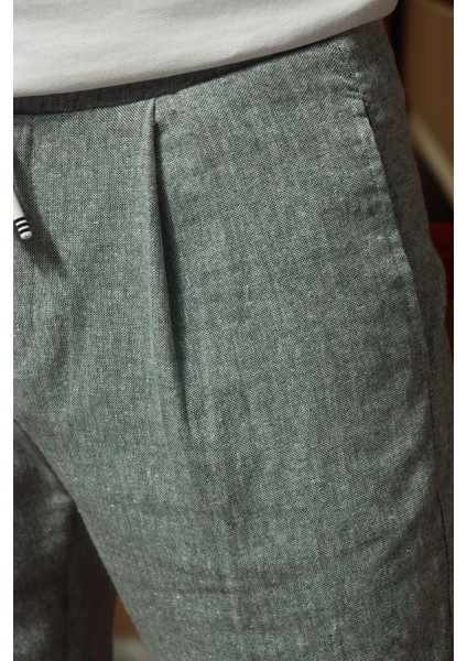 Erkek, pile detaylı beli bağcıklı-lastikli, pamuklu pantolon fırsatları