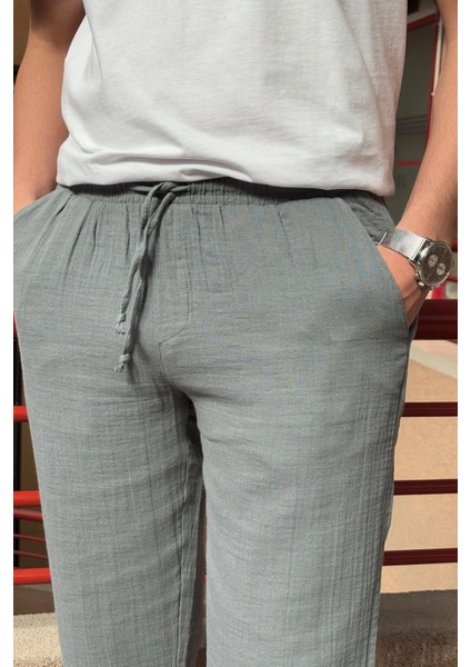 Bel lastikli, bağcıklı, Oversize fit, %100 Pamuklu Müslin dokuma, Yazlık&baharlık Pantolon 295 indirimleri