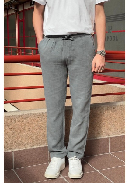 Bel lastikli, bağcıklı, Oversize fit, %100 Pamuklu Müslin dokuma, Yazlık&baharlık Pantolon 295