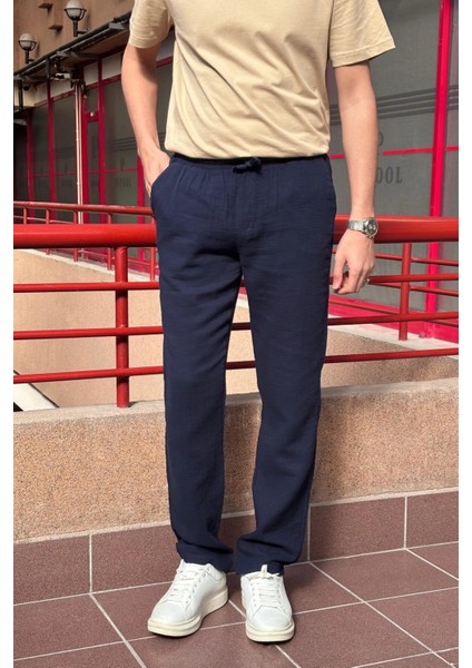 Bel lastikli, bağcıklı, Oversize fit, %100 Pamuklu Müslin dokuma, Yazlık&baharlık Pantolon 295