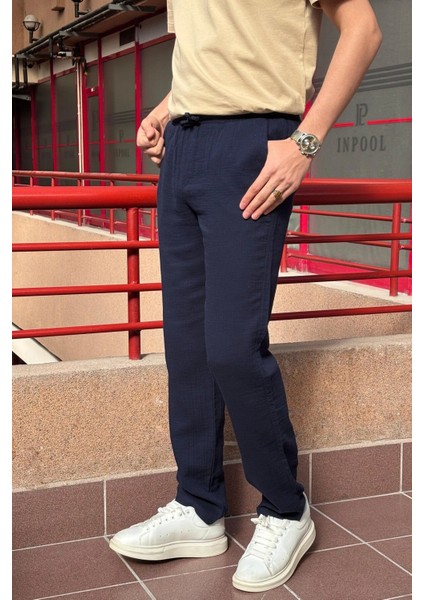 Bel lastikli, bağcıklı, Oversize fit, %100 Pamuklu Müslin dokuma, Yazlık&baharlık Pantolon 295