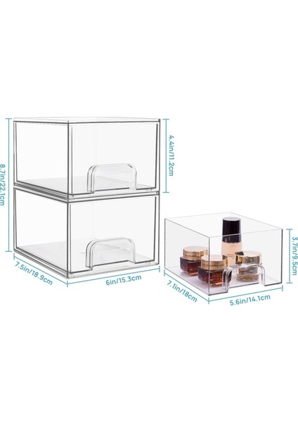 2 Adet Şeffaf Istife Edilebilir Saklama Çekmeceleri, Banyo Makyaj Düzenleyicisi, Ev Düzenleme ve Depolama Için Saklama Kutuları (Yurt Dışından) fiyatları