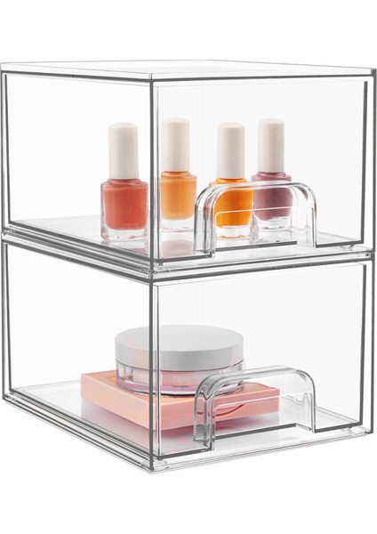2 Adet Şeffaf Istife Edilebilir Saklama Çekmeceleri, Banyo Makyaj Düzenleyicisi, Ev Düzenleme ve Depolama Için Saklama Kutuları (Yurt Dışından) modelleri