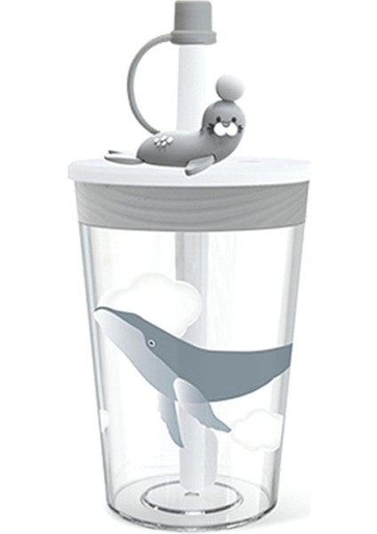 Çocuk Karikatür Deniz Hayvan Içme Kupası Güvenli ve Çevre Dostu Plastik Içme Kupası (Açık Gri) (Yurt Dışından)