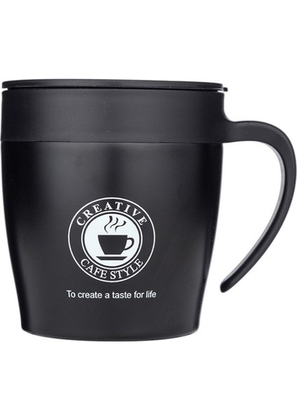 Kahve Kupa Paslanmaz Çelik Termos Bardakları Vakum Şişesi Su Şişesi Bussiness Taşınabilir Termo Bardak (Siyah) (Yurt Dışından)