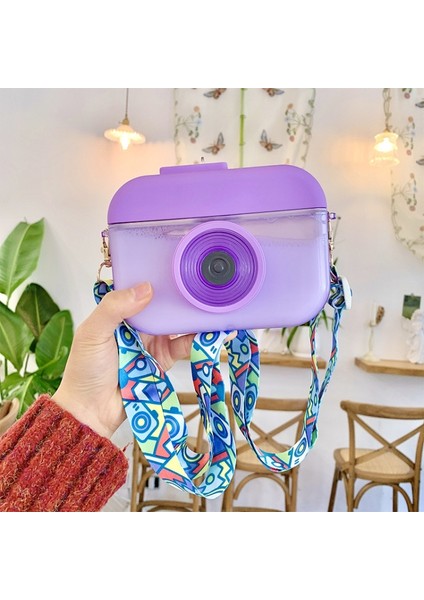 Kamera Plastik Kupa Çocuklar Hip Suyu Kupası Seyahat Eğlence Su Kupası (Mor) (Yurt Dışından)
