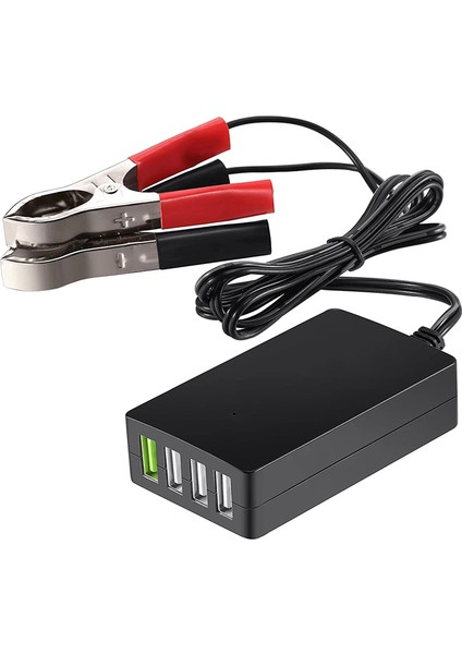 Taşınabilir Dc Pil Klipsli, 12V/24V - 5V 4 Portlu USB Şarj Cihazı Çoklu Port Adaptörü Diğer Akıllı Telefon ve Tabletler (Yurt Dışından)