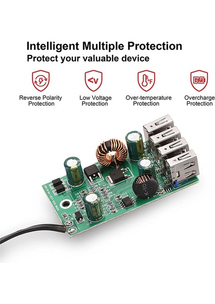 Taşınabilir Dc Pil Klipsli, 12V/24V - 5V 4 Portlu USB Şarj Cihazı Çoklu Port Adaptörü Diğer Akıllı Telefon ve Tabletler (Yurt Dışından) modelleri