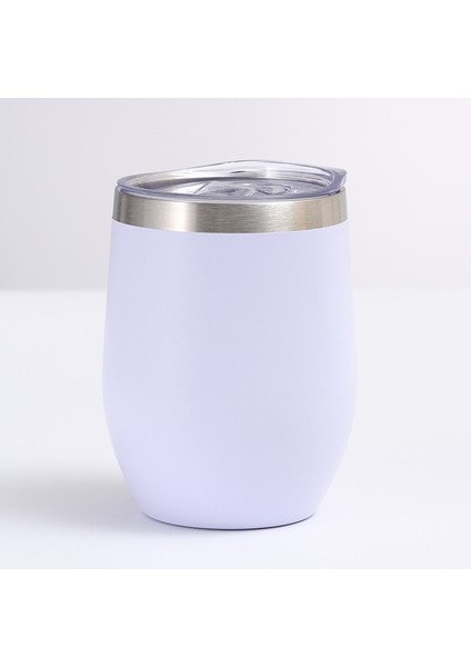 12OZ 354ML Paslanmaz Çelik Yumurta Kabuğu Kupa Mini U-Şekilli Çift Katmanlı Vakum Yalıtımlı Bardak (Beyaz) (Yurt Dışından)