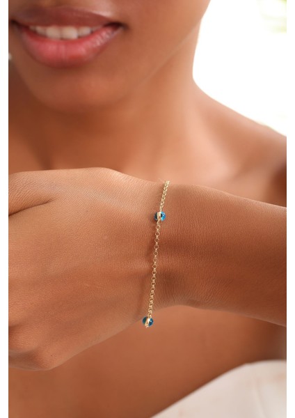 14 Ayar Altın Doç Zincirli Çift Gözlü Bileklik fiyatları