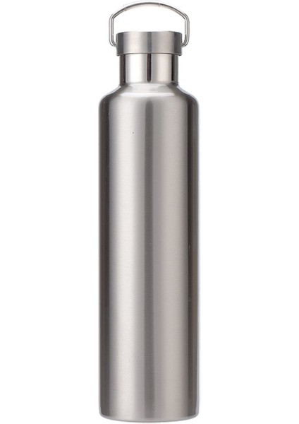304 Vakum Paslanmaz Çelik Vakum Şişesi Çift Katmanlı Büyük Kapasiteli Açık Su Şişesi Dağcılık Spor Şişesi, Kapasite: 750ML (Çelik Renk) (Yurt Dışından)
