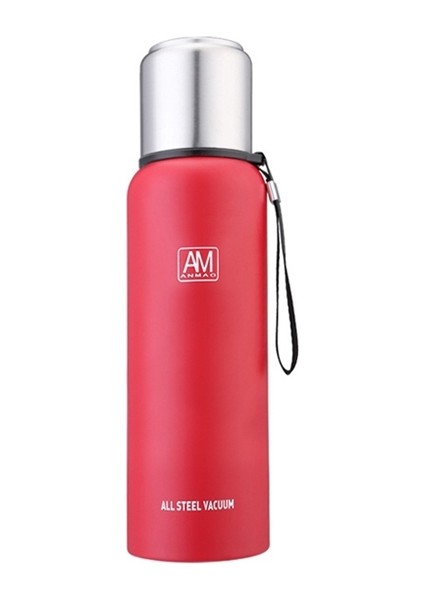 304 Paslanmaz Çelik Yalıtımlı Kupa Büyük Kapasiteli Spor Su Kupası Açık Seyahat Tenceresi, Kapasite: 500ML (Kırmızı) (Yurt Dışından)