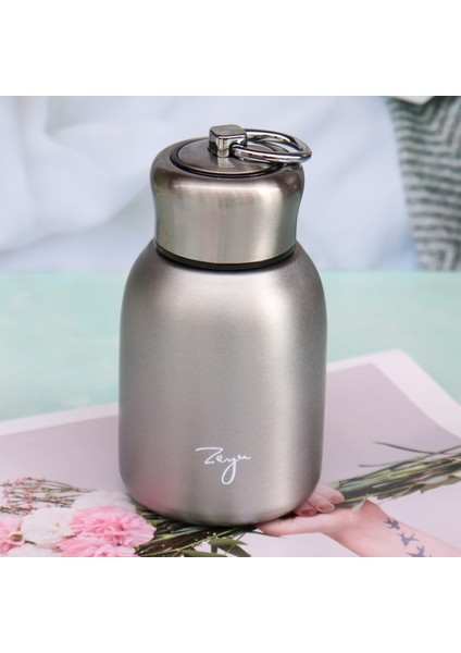 280ML 304 Paslanmaz Çelik Saplı Vakum Yalıtım Kupası Büyük Göbek Hediye Kupası (Gümüş) (Yurt Dışından)